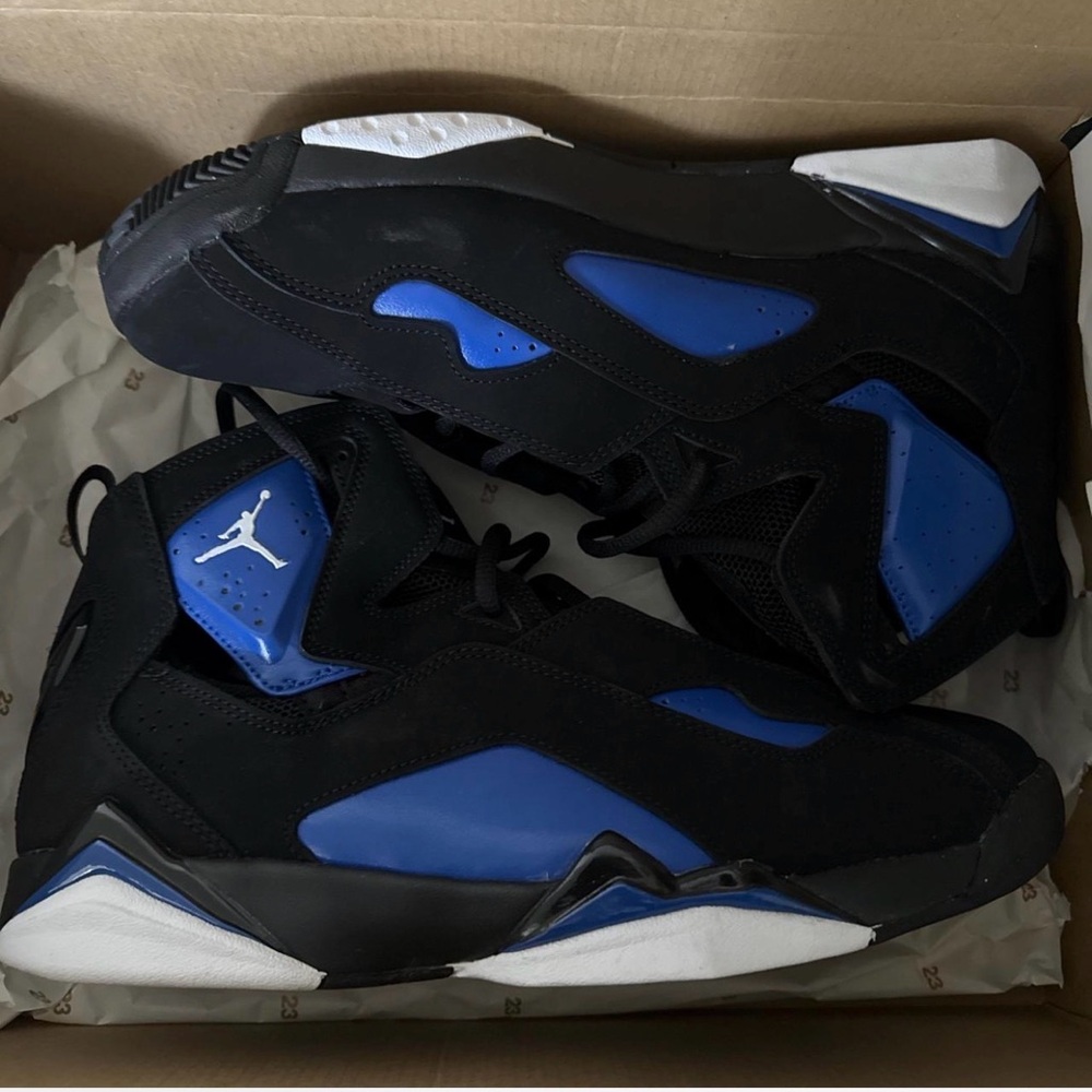 Jordan Flight Men's Black and Royal Blue Sneakers/basketball shoes